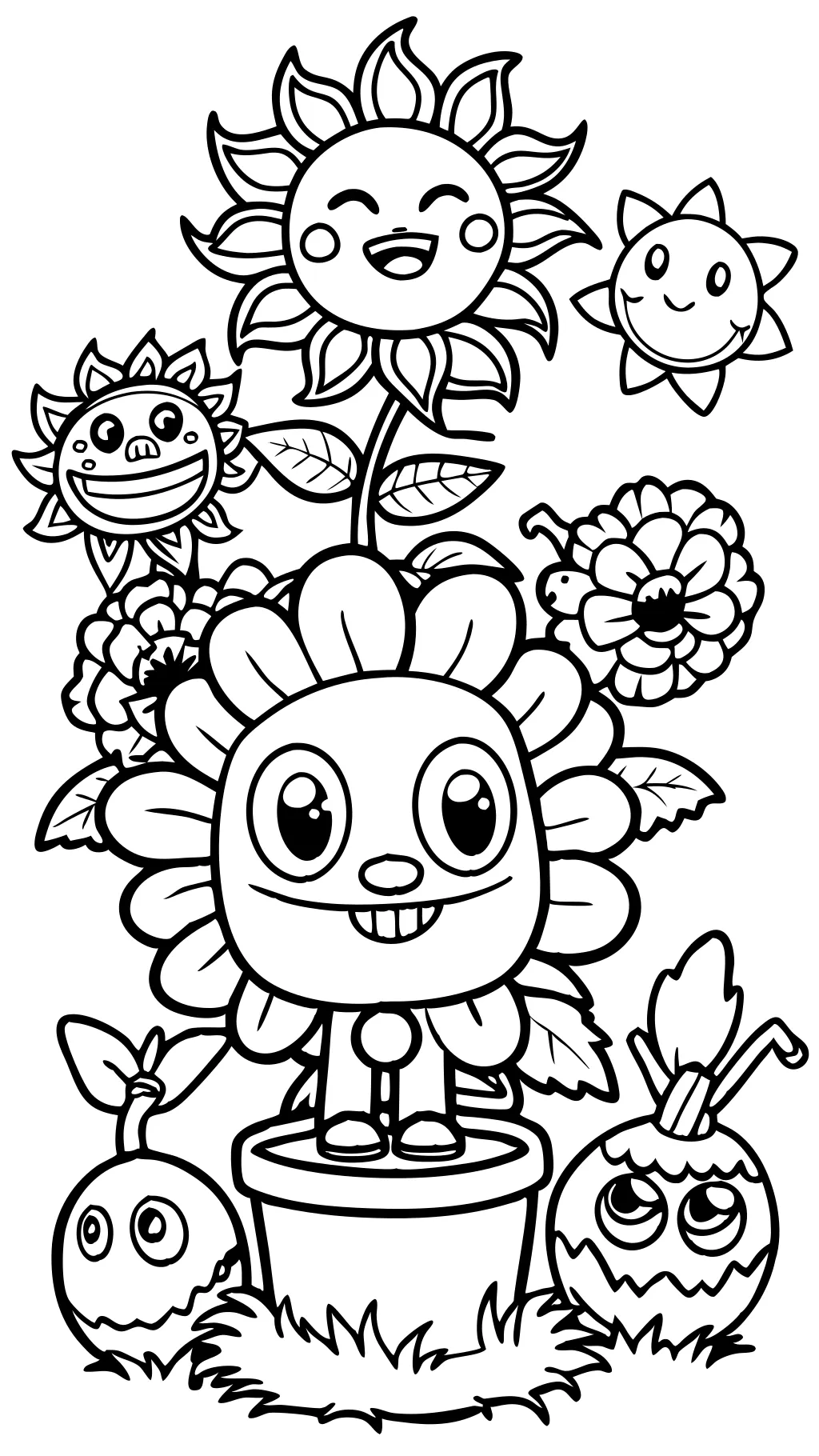 coloriages de plantes et de zombies